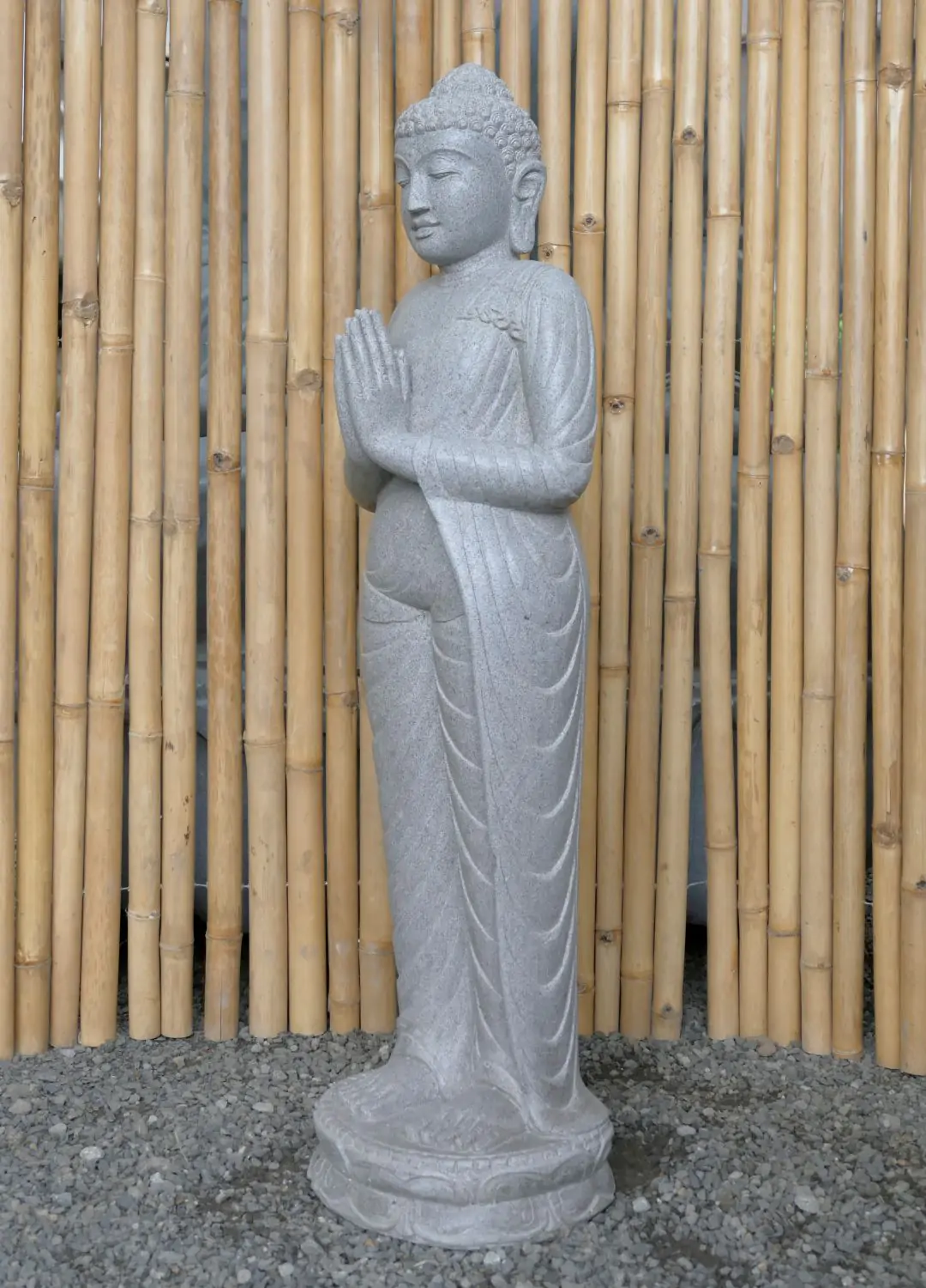  Product image 6 of the product “Standing Buddha made of Riverstone, position Namaskara , H. 120cm. ”
